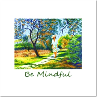 Woman girl peaceful relaxed walking in park zen yoga buddhism Posters and Art